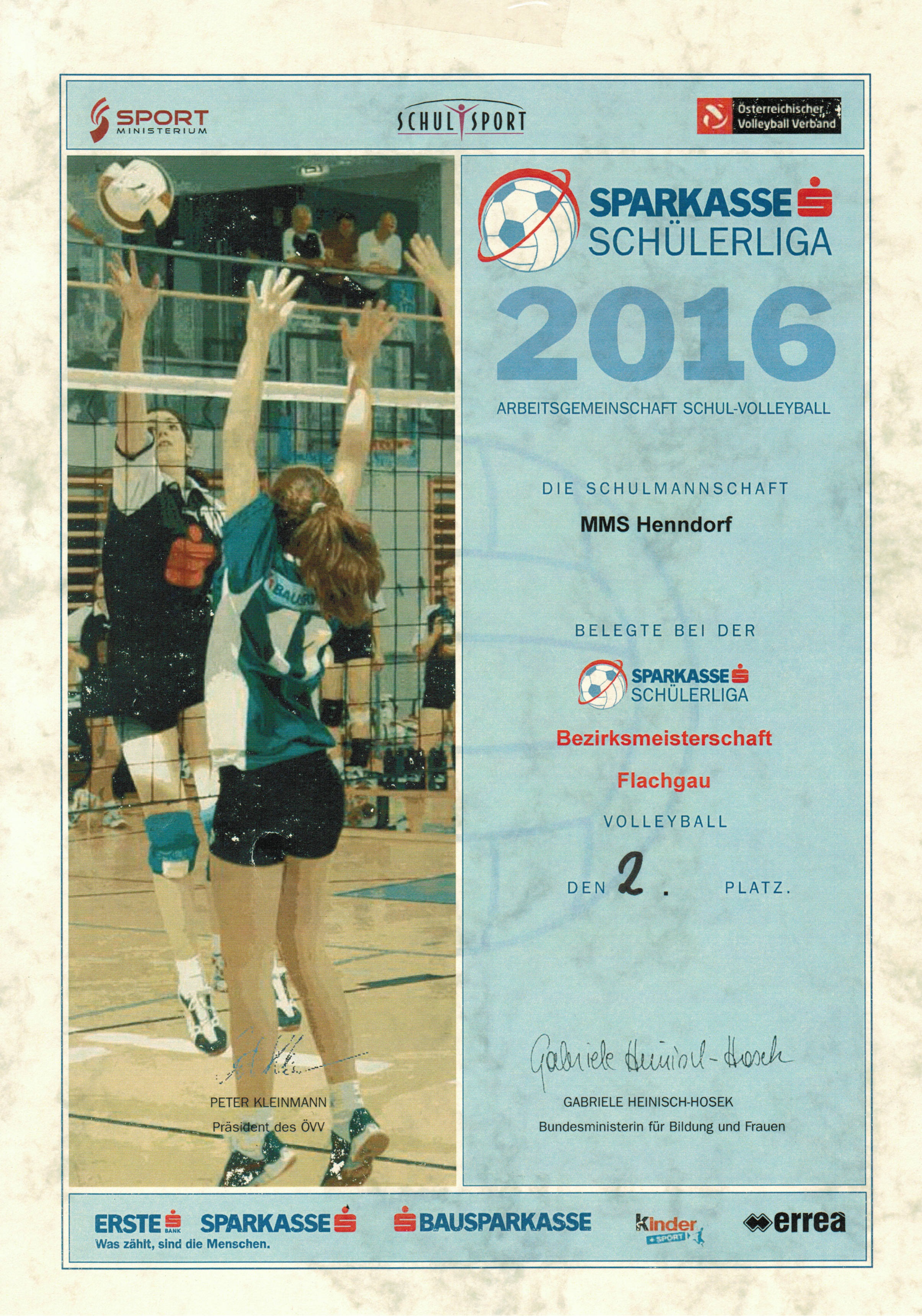 Volleyball Urkunde